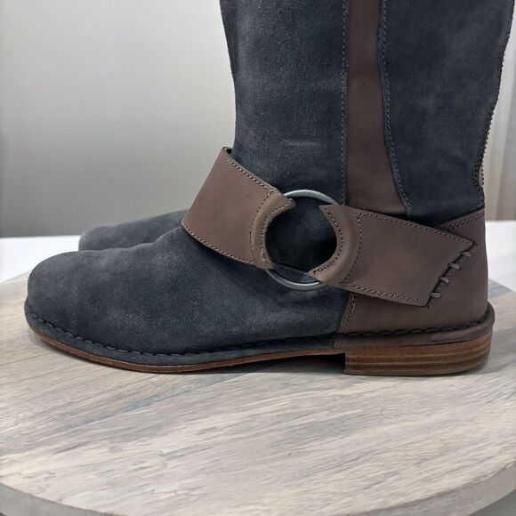 Olukai Women's Holo Lio ll Gray Leather High Riding Boots Western Bohemian Sz 9 - Picture 4 of 15